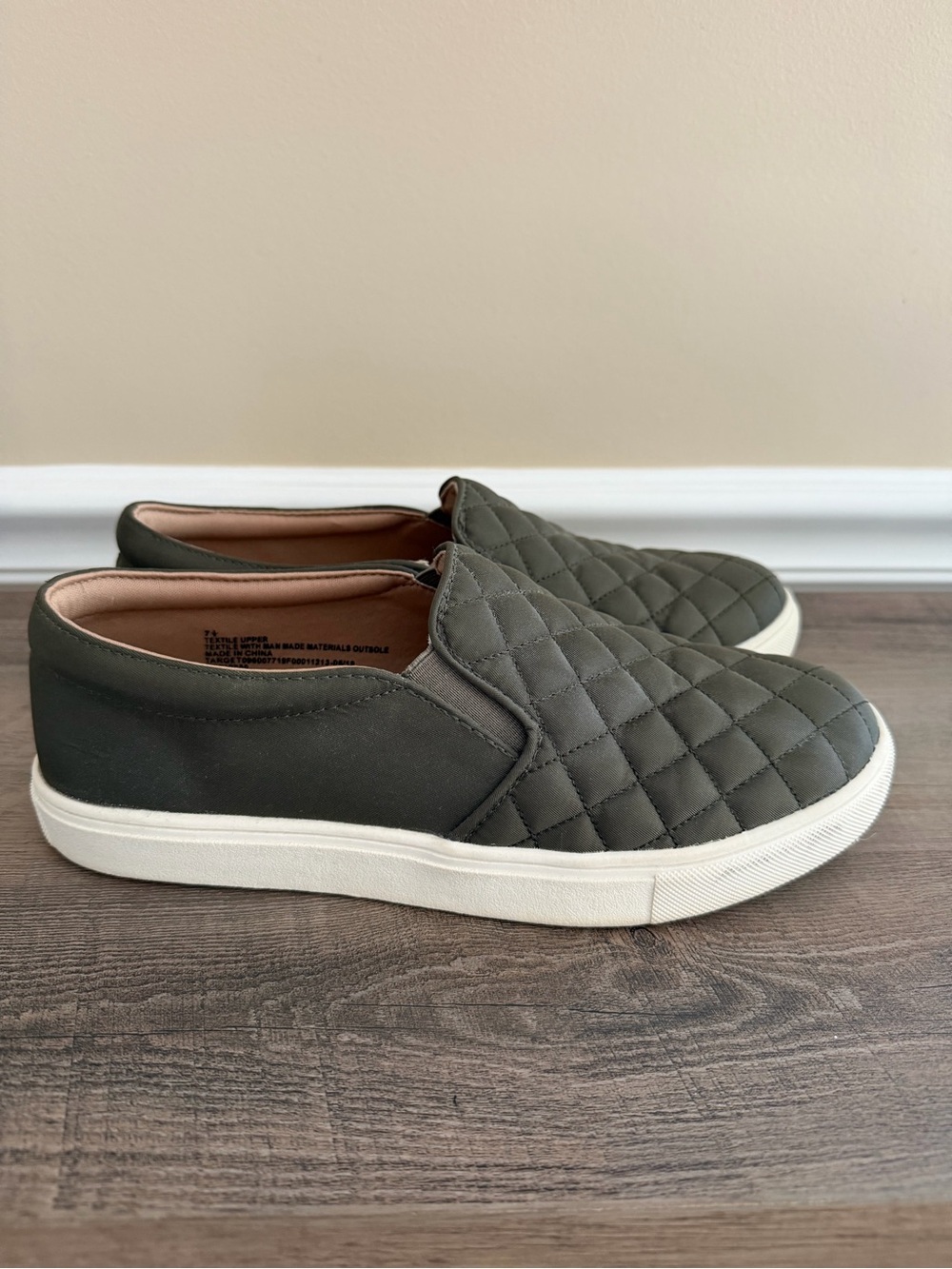 Quilted Slip-On Sneakers in Olive Green - Picture 5 of 6